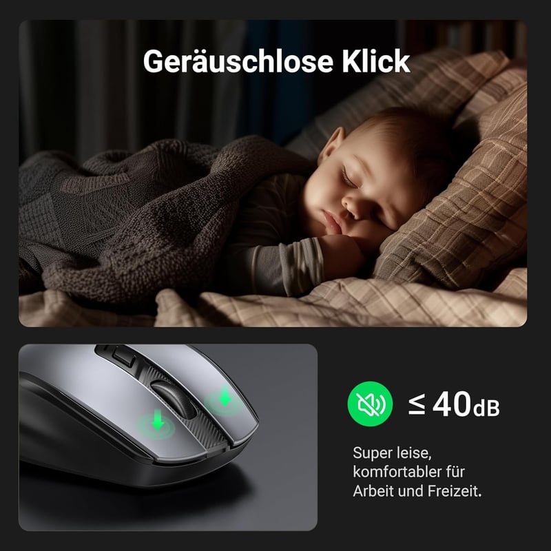 UGREEN Vezeték Nélküli Billentyűzet és Egér Szett, 2.4G Nano USB Vevővel, 4000 DPI, 10m Hatótáv, Gyorsbillentyűkkel, Windows/iOS/Linux/Andro