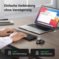 UGREEN Vezeték Nélküli Billentyűzet és Egér Szett, 2.4G Nano USB Vevővel, 4000 DPI, 10m Hatótáv, Gyorsbillentyűkkel, Windows/iOS/Linux/Andro 2