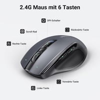 UGREEN Vezeték Nélküli Billentyűzet és Egér Szett, 2.4G Nano USB Vevővel, 4000 DPI, 10m Hatótáv, Gyorsbillentyűkkel, Windows/iOS/Linux/Andro 5