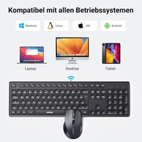 UGREEN Vezeték Nélküli Billentyűzet és Egér Szett, 2.4G Nano USB Vevővel, 4000 DPI, 10m Hatótáv, Gyorsbillentyűkkel, Windows/iOS/Linux/Andro 6