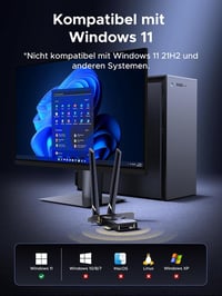 Placă de rețea UGREEN WiFi 7 BE6500 PCIe WLAN, Bluetooth 5.4, 6 GHz, MLO, cu 2 antene de 6 dBi, WPA3, compatibilă cu Windows 11 7