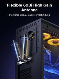 Placă de rețea UGREEN WiFi 7 BE6500 PCIe WLAN, Bluetooth 5.4, 6 GHz, MLO, cu 2 antene de 6 dBi, WPA3, compatibilă cu Windows 11 6