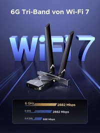 Placă de rețea UGREEN WiFi 7 BE6500 PCIe WLAN, Bluetooth 5.4, 6 GHz, MLO, cu 2 antene de 6 dBi, WPA3, compatibilă cu Windows 11 2