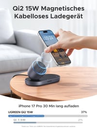 UGREEN Zapix 2-v-1 15W Qi2 magnetický bezdrôtový nabíjací stojan, kompatibilný s iPhone 17/16/15/14/13/12 a AirPods, certifikácia MagSafe 2