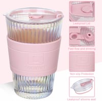 UHAPEER hullámüveg pohár tetővel és szívószállal, 420 ml - 2 db 3