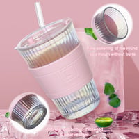 UHAPEER hullámüveg pohár tetővel és szívószállal, 420 ml - 2 db 4