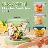 UHAPEER 710ml Üveg Ételtárolók Tetővel, 4 Darabos Szett, Légmentes Ételtartó Edények 2