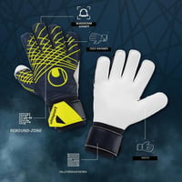 Brankárske rukavice uhlsport Prediction Soft Flex Frame s ochranou prstov – veľkosť 10, námornícka modrá/biela/fluožltá – pre deti aj dospelých 5