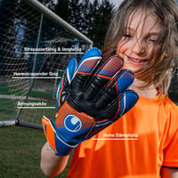 Brankárske rukavice uhlsport Soft Pro pre deti aj dospelých - veľkosť 11, modrá/oranžová/biela, priedušné, so zapínaním na zápästí a vynikajúcou priľnavosťou 7