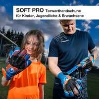 Brankárske rukavice uhlsport Soft Pro pre deti aj dospelých - veľkosť 11, modrá/oranžová/biela, priedušné, so zapínaním na zápästí a vynikajúcou priľnavosťou 2