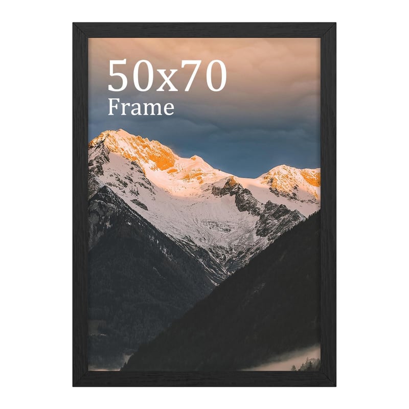 Ramă foto din lemn UHOUSEST 50x70 cm Neagră - Ramă pentru afiș din lemn, ramă foto de agățat pe perete