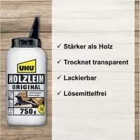 UHU Holzleim Original lepidlo na drevo, tekuté biele lepidlo na všetky druhy dreva, 750 g 2