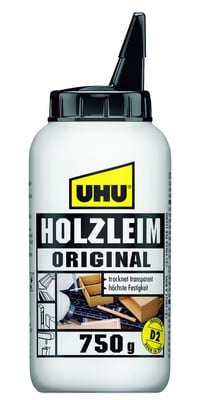 UHU Holzleim Original lepidlo na drevo, tekuté biele lepidlo na všetky druhy dreva, 750 g 1