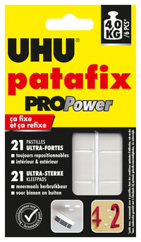 Lepiace vankúšiky UHU Patafix ProPower, do 3 kg, 21 ks – biele 1