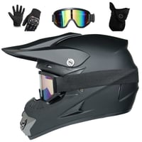 Cască Moto Cross UIGJIOG Negru Mat cu Ochelari, Mănuși și Mască - Cască Enduro Full-Face cu Certificare DOT, 4 Mărimi 1