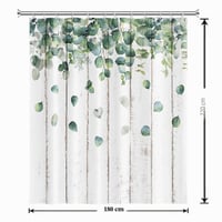 Sprchový záves Uiiooazy 180x220 cm, motív zelené listy eukalyptu a sivý drevený obklad, odolný voči plesniam a vode, polyester, prateľný, vrátane 12 háčikov 7