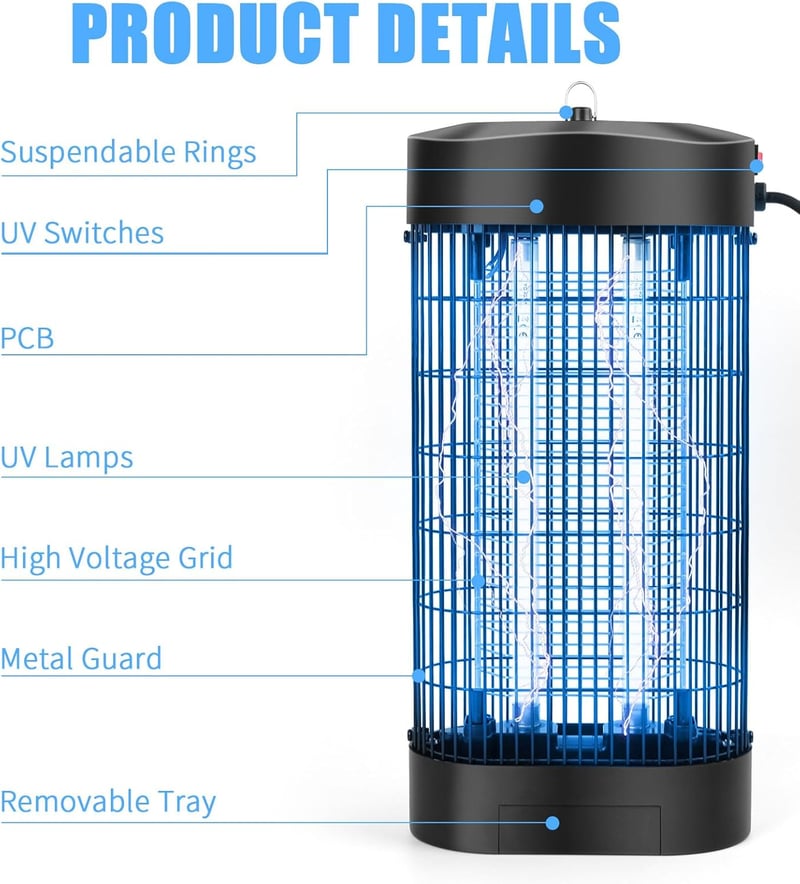 UIOK 18W elektromos rovarcsapda LED lámpa szúnyog és légy csapda