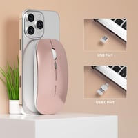 Uiosmuph Q5 Vezeték nélküli Egér, Újratölthető 2.4G Csendes Ultravékony Számítógépes Egér 1600 DPI USB Vevővel, Type-C, Laptop, PC, MacBook 4