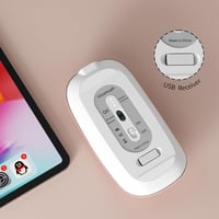 Uiosmuph Q5 Vezeték nélküli Egér, Újratölthető 2.4G Csendes Ultravékony Számítógépes Egér 1600 DPI USB Vevővel, Type-C, Laptop, PC, MacBook 6