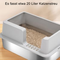 Uisave XXL Otvorená toaleta pre mačky z nehrdzavejúcej ocele pre veľké mačky a mačiatka - s ochranou proti rozstrekovaniu, ľahko čistiteľná, sivá 5