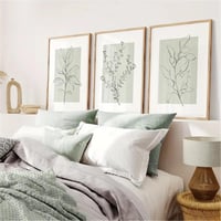 Set 3 postere premium Uixxducc, tablouri de perete abstracte cu plante în nuanțe moderne de verde salvie, decor boho pentru living și dormitor, fără ramă, 50x70 cm 6