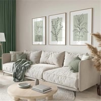 Set 3 postere premium Uixxducc, tablouri de perete abstracte cu plante în nuanțe moderne de verde salvie, decor boho pentru living și dormitor, fără ramă, 50x70 cm 5