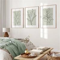 Set 3 postere premium Uixxducc, tablouri de perete abstracte cu plante în nuanțe moderne de verde salvie, decor boho pentru living și dormitor, fără ramă, 50x70 cm 7