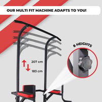Posilňovacia veža Mobiclinic Multifit Power Tower – 8-stupňovo nastaviteľná bradlová konštrukcia, samostatne stojaca hrazda, domáca posilňovňa 4