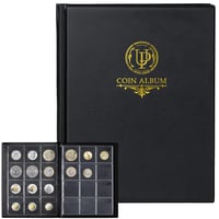 Album pentru colecționari de monede cu 120 de buzunare, 10 file, compartimente de 45 x 43 mm 1