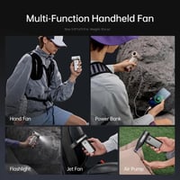 JISULIFE Ultra2 Hordozható Kézi Ventilátor 9000mAh 25 Óra Üzemidő 3 az 1-ben 100 Fokozat 1