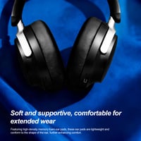 Căști wireless cu anularea zgomotului, Bluetooth 5.4 - baterie de 80 de ore, bas puternic, pliabile, pernuțe moi din spumă cu memorie, alb-negru 5