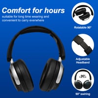 Căști wireless cu anularea zgomotului, Bluetooth 5.4 - baterie de 80 de ore, bas puternic, pliabile, pernuțe moi din spumă cu memorie, alb-negru 4