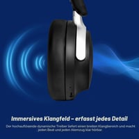 Căști wireless cu anularea zgomotului, Bluetooth 5.4 - baterie de 80 de ore, bas puternic, pliabile, pernuțe moi din spumă cu memorie, alb-negru 2