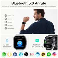 Inteligentné hodinky pre mužov a ženy s meraním EKG, HRV, krvného tlaku, BMI, kyseliny močovej, 1,75-palcovým HD displejom, tepovou frekvenciou, SpO2, teplotou, spánkom a SOS funkciou, kompatibilné s Android a iOS. 5
