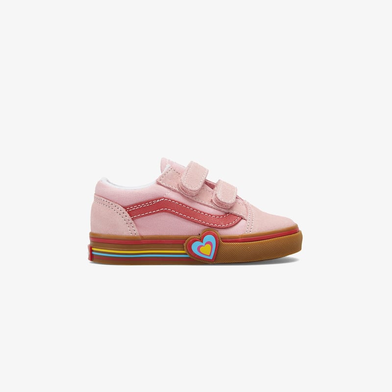 Vans Old Skool V Heart tépőzáras szíves rózsaszín vászon tornacipő EU 23.5