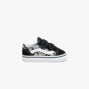 Dječje tenisice na čičak Vans Old Skool V - crno-bijeli cvjetni uzorak - veličina 23,5 (EU)