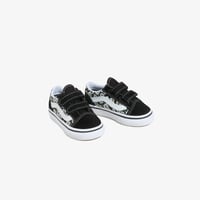 Vans Old Skool V fekete-fehér virágmintás sportcipő tépőzáras pánttal EU 23.5 2
