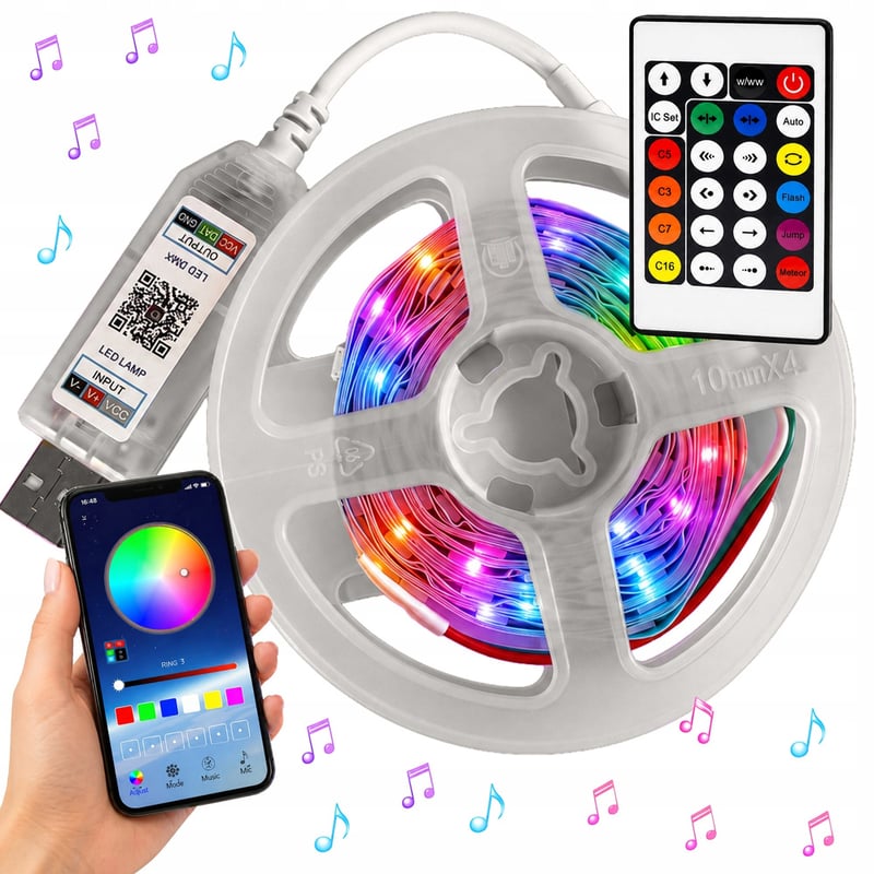 10 m LED neónový pás RGB s Bluetooth aplikáciou a diaľkovým ovládaním, flexibilné farebné osvetlenie na dekoráciu interiéru