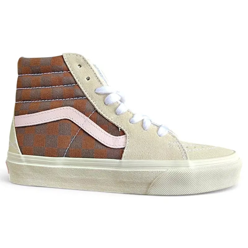 Vans Sk8-Hi Damier magasszárú cipő - Marron/Rose szín - 36-os méret (EU)
