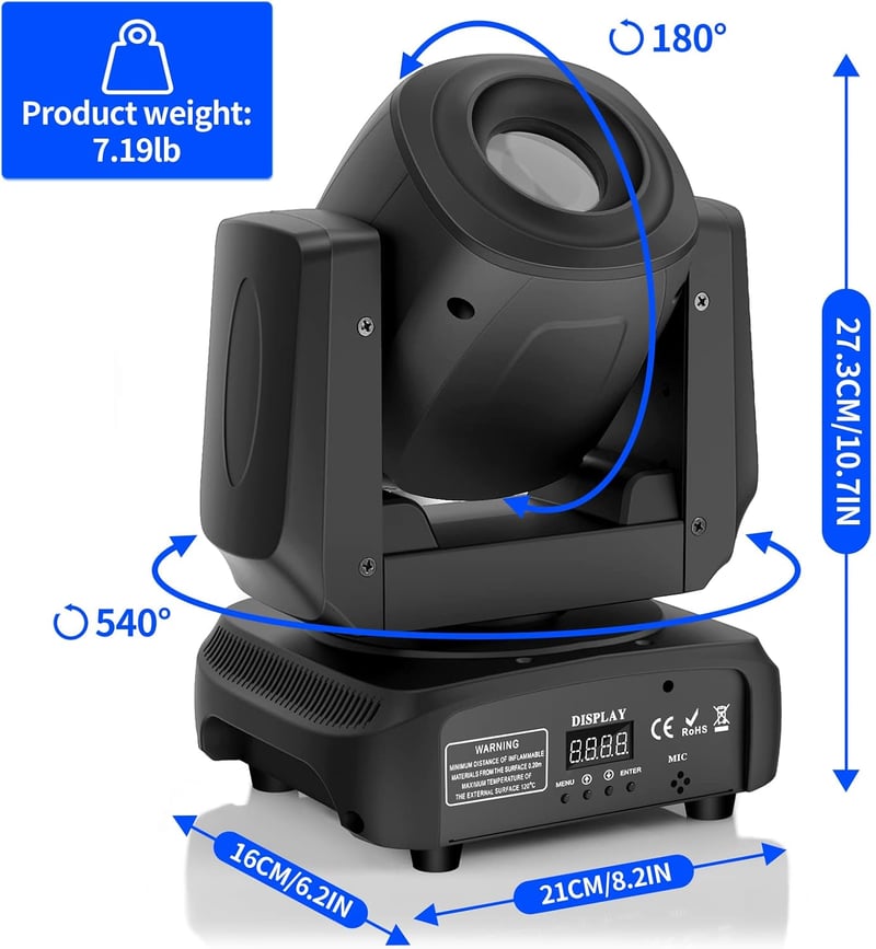 UKing 100W LED Moving Head Reflektor DMX 512 RGBW Prizma Fényeffekt 8 Szín 8 Gobo DJ Disco Színpadi Világítás
