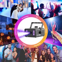 UKing 1500W Ködgép 6 RGB LED Fénnyel, Távirányítós Füstgép 1L Tartállyal Esküvő Buli Színház Halloween Rendezvényekhez 6