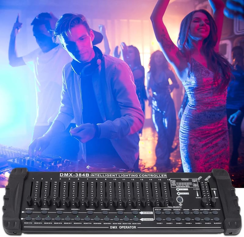 UKing 384 Csatornás DMX512 Fényvezérlő Pult - Vezeték Nélküli DJ Konzol Színpadi Lámpákhoz, Mozgó Fejekhez, LED Reflektorokhoz