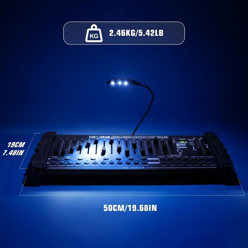 UKing 384 Csatornás DMX512 Fényvezérlő Pult - Vezeték Nélküli DJ Konzol Színpadi Lámpákhoz, Mozgó Fejekhez, LED Reflektorokhoz