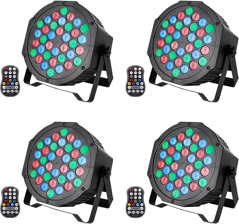 UKing 4db RGB LED Reflektor Akkumulátoros Színes Párt Lámpa Távirányítóval