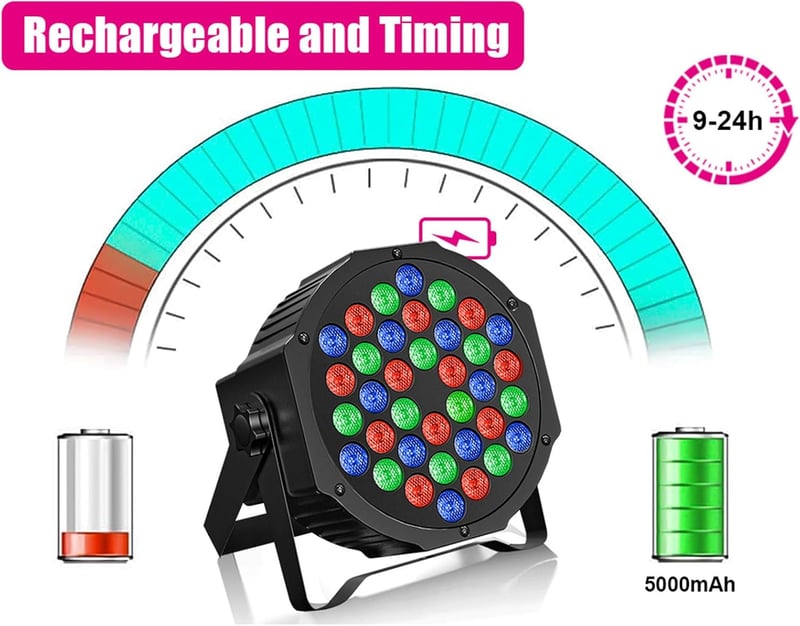 UKing 4db RGB LED Reflektor Akkumulátoros Színes Párt Lámpa Távirányítóval