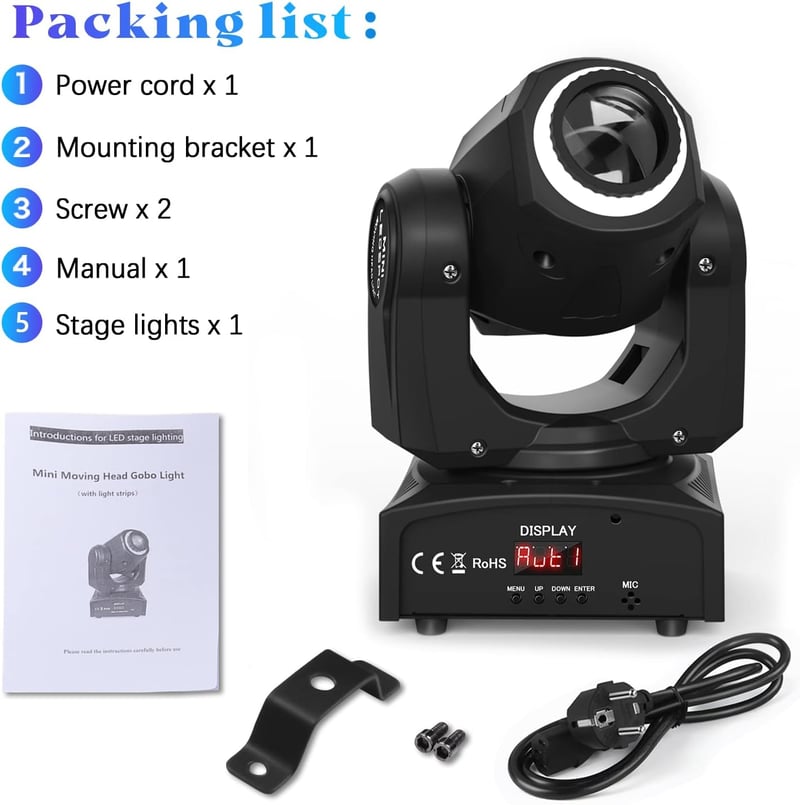 UKing 50W LED Moving Head Diszkó Lámpa - 8 Minta és Szín, Gobo Spotlámpa, 10/12 Csatorna, Mozgó Fényeffekt Bárba, Klubokba, Rendezvényekre