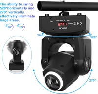 UKing 50W LED Moving Head Diszkó Lámpa - 8 Minta és Szín, Gobo Spotlámpa, 10/12 Csatorna, Mozgó Fényeffekt Bárba, Klubokba, Rendezvényekre 5