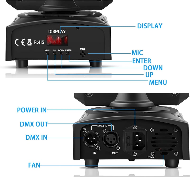 UKing 50W LED Moving Head Diszkó Lámpa - 8 Minta és Szín, Gobo Spotlámpa, 10/12 Csatorna, Mozgó Fényeffekt Bárba, Klubokba, Rendezvényekre