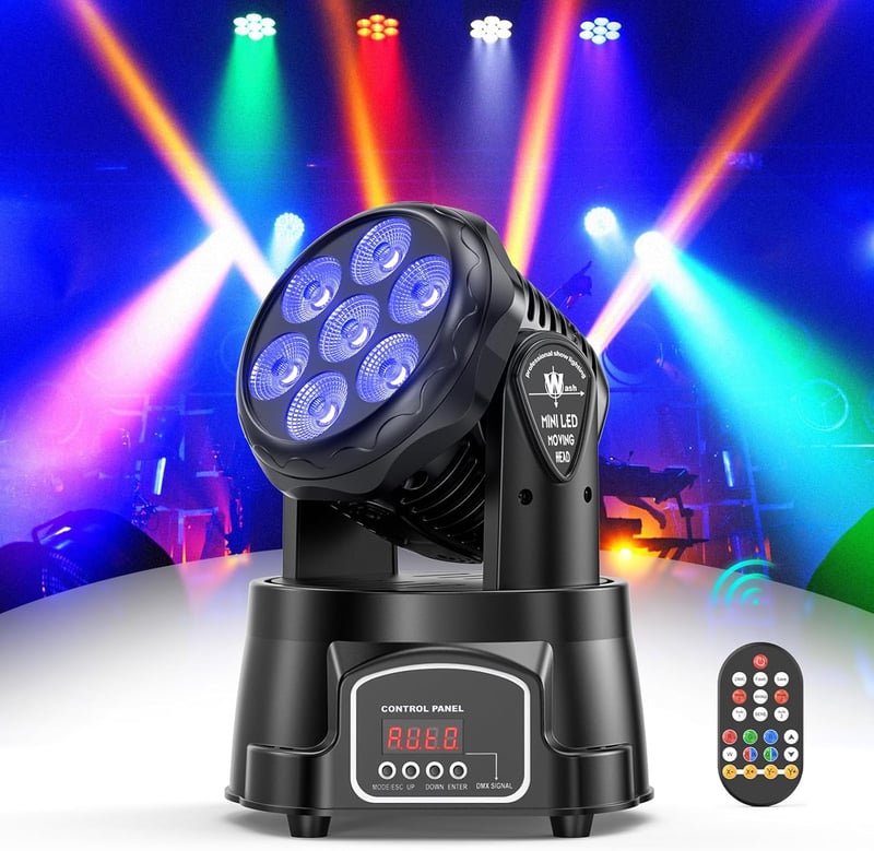 UKing 7x15W Mini Moving Head LED DMX512 RGBW Disco Fény Távirányítóval Strobe Effekt DJ Partyfény