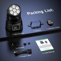 UKing 7x15W Mini Moving Head LED DMX512 RGBW Disco Fény Távirányítóval Strobe Effekt DJ Partyfény 8